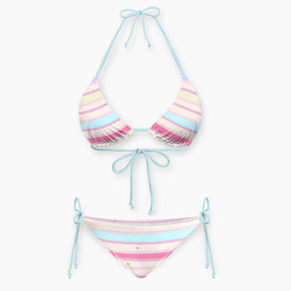 Marshmallow Rainbow Stripe Print Bikini Set