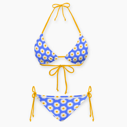 Blue Sky Daisy Print Bikini Set