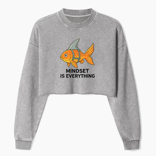 Mindset Is Everything Crop Washed Sweatshirts