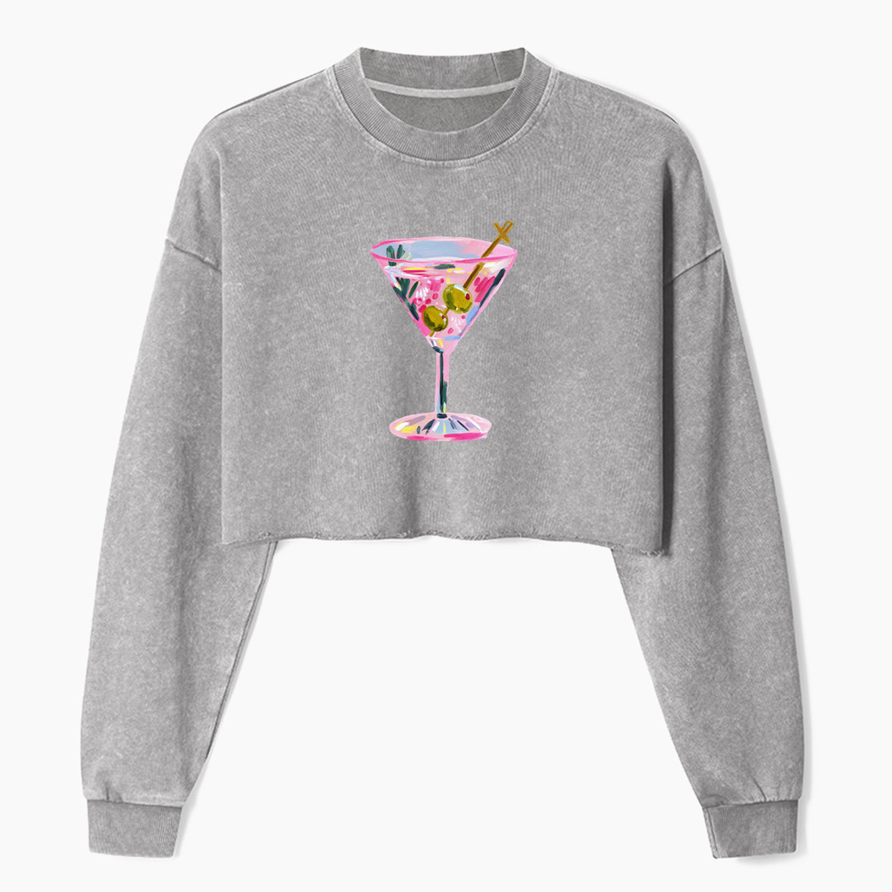 Pink Martini Crop Washed Sweatshirts