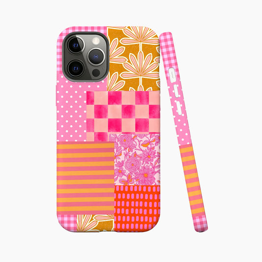 Pink Citrus Garden Blue Gingham Citrus Day Phone Case