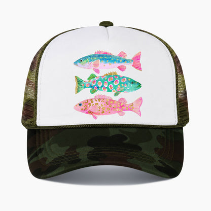 Colorful Fish Colorblock Trucker Hat