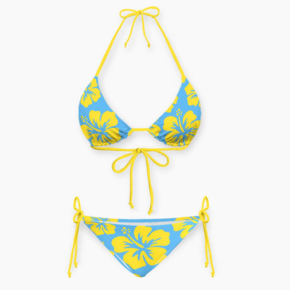 Blue Lagoon Hibiscus Print Bikini Set
