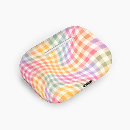 Wavy Rainbow Gingham Earphone Case