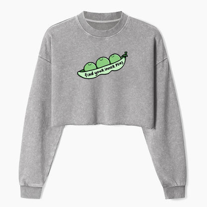 Find Your Inner Peas Crop Washed Sweatshirts