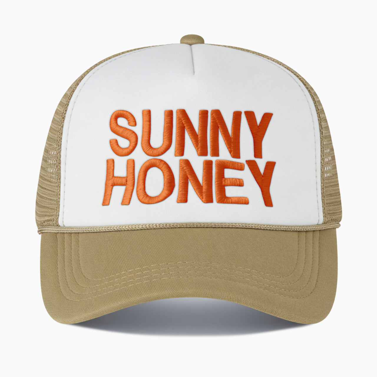 Embroidered Sunny Honey Colorblock Trucker Hat