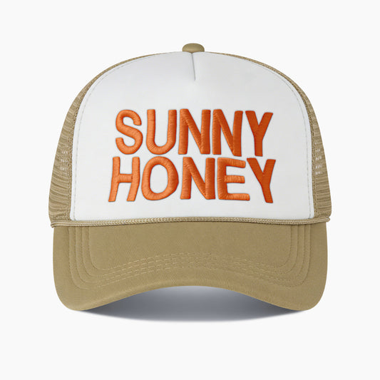 Embroidered Sunny Honey Colorblock Trucker Hat
