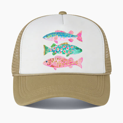 Colorful Fish Colorblock Trucker Hat