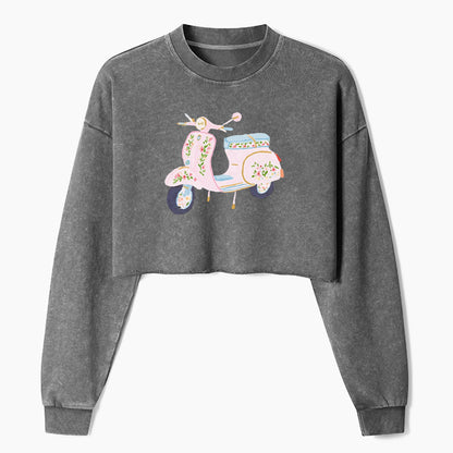 Blooming Ride Crop Washed Sweatshirts