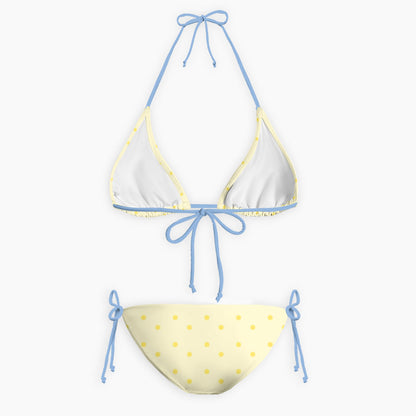 Sunny Lemon Dot Print Bikini Set