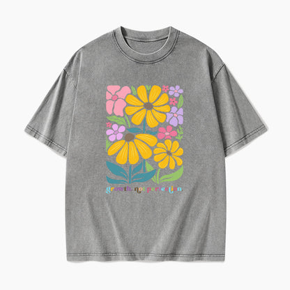 Growth Not Perfection Floral Washed Tees