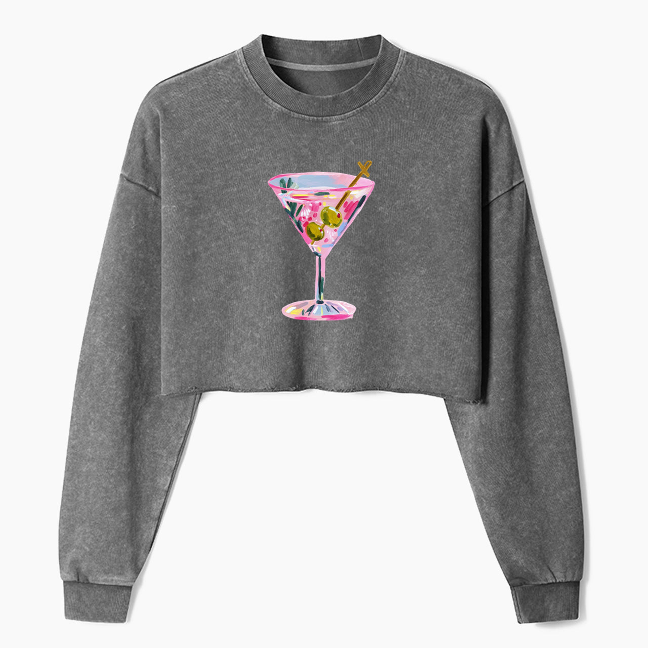Pink Martini Crop Washed Sweatshirts