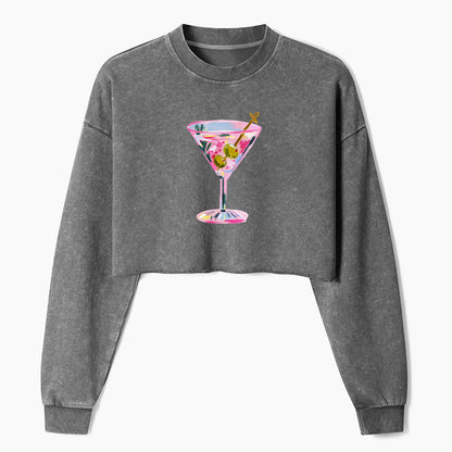 Pink Martini Crop Washed Sweatshirts