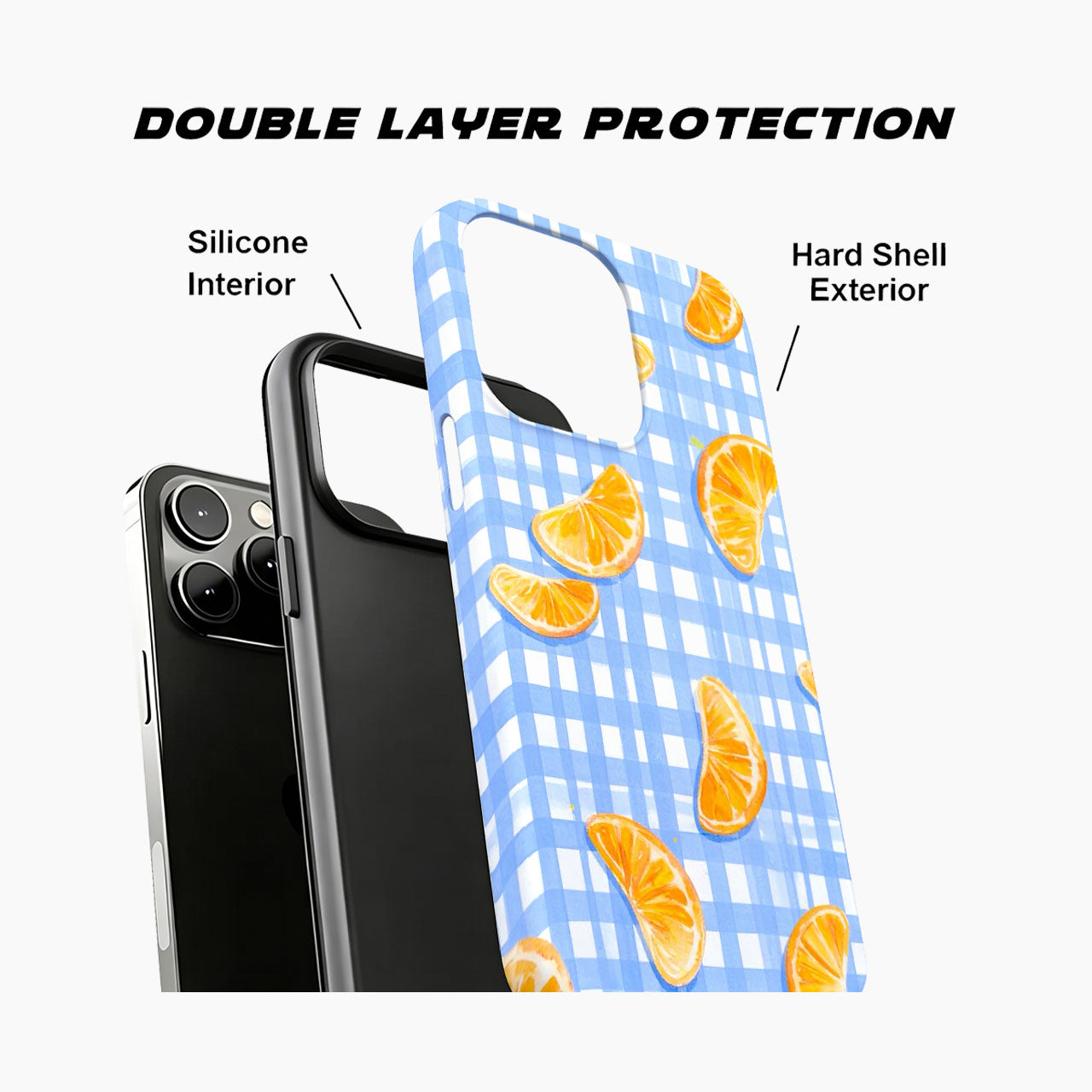 Blue Gingham Citrus Day Phone Case