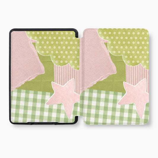 Soft Pink Green Gingham Kindle Case