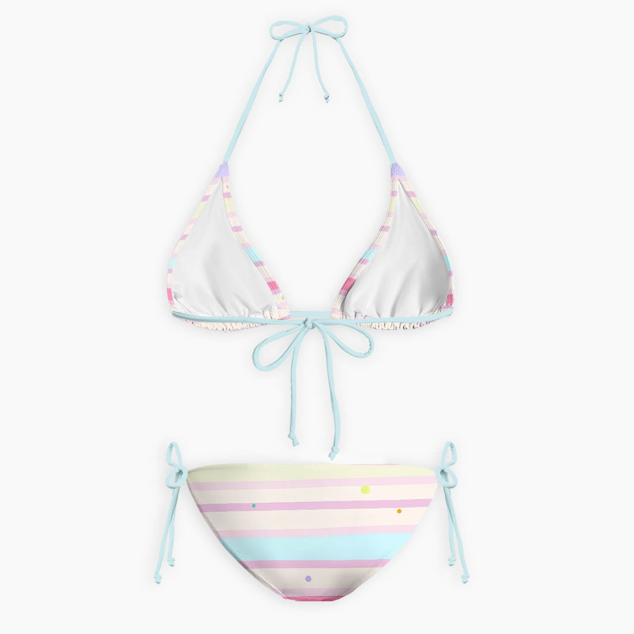 Marshmallow Rainbow Stripe Print Bikini Set