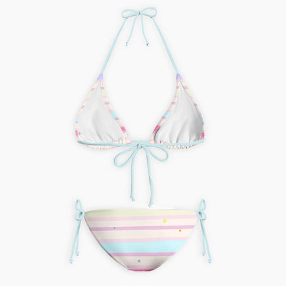 Marshmallow Rainbow Stripe Print Bikini Set