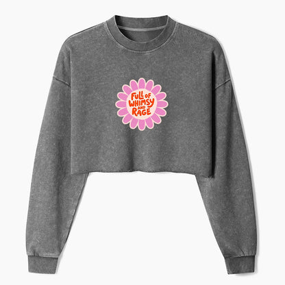 Full of Whimsy and Rage Crop Washed Sweatshirts