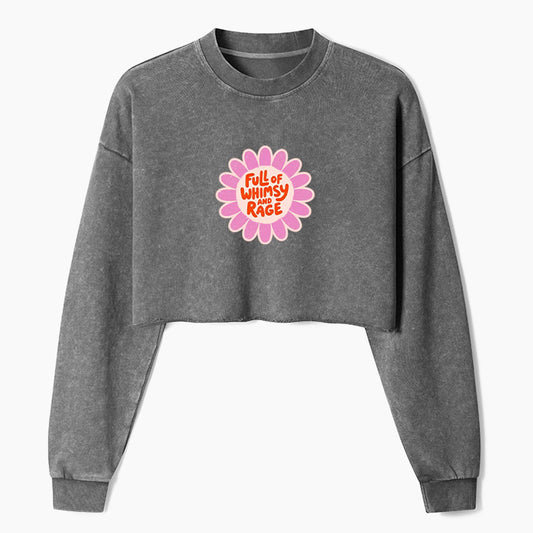 Full of Whimsy and Rage Crop Washed Sweatshirts