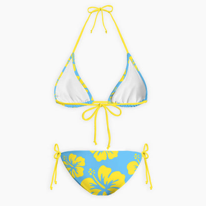 Blue Lagoon Hibiscus Print Bikini Set