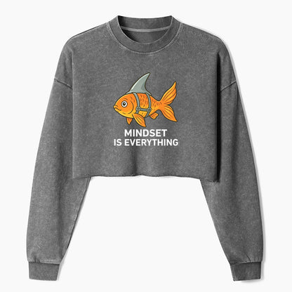 Mindset Is Everything Crop Washed Sweatshirts