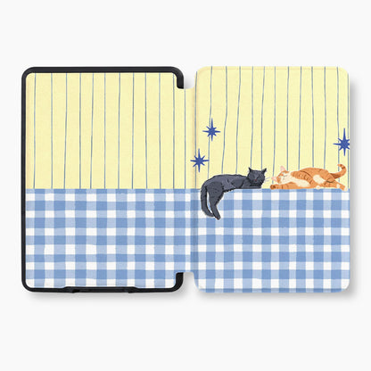 Sleepy Gingham Kitties Kindle Case