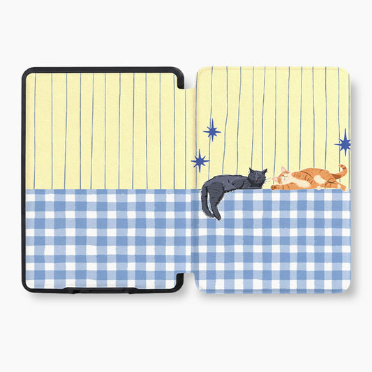 Sleepy Gingham Kitties Kindle Case
