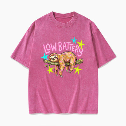 Low Battery Sloth Washed Tees