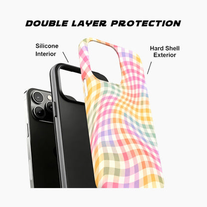 Wavy Rainbow Gingham Phone Case