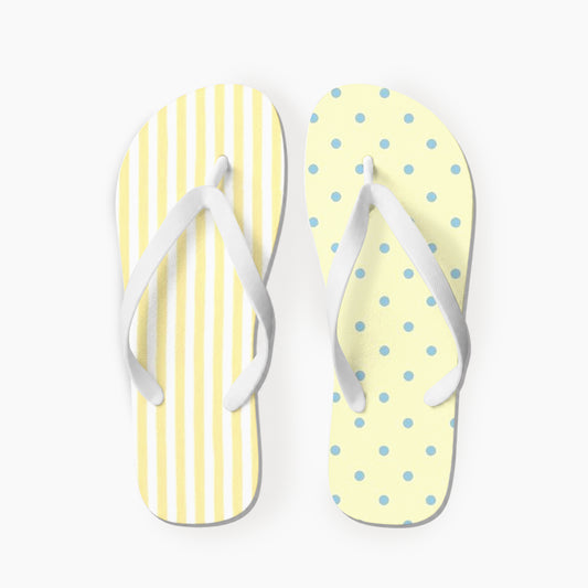 Lemon Stripe Blue Dot Flip Flops