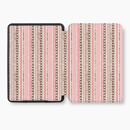 Soft Pink Mocha Lines Kindle Case