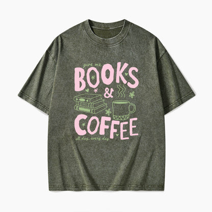 Books and Coffee Washed Tees