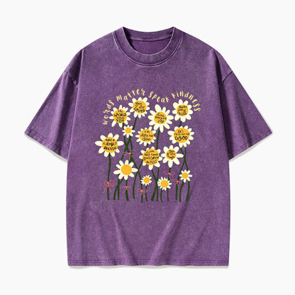Daisy Flower Motivation Saying Washed Tees