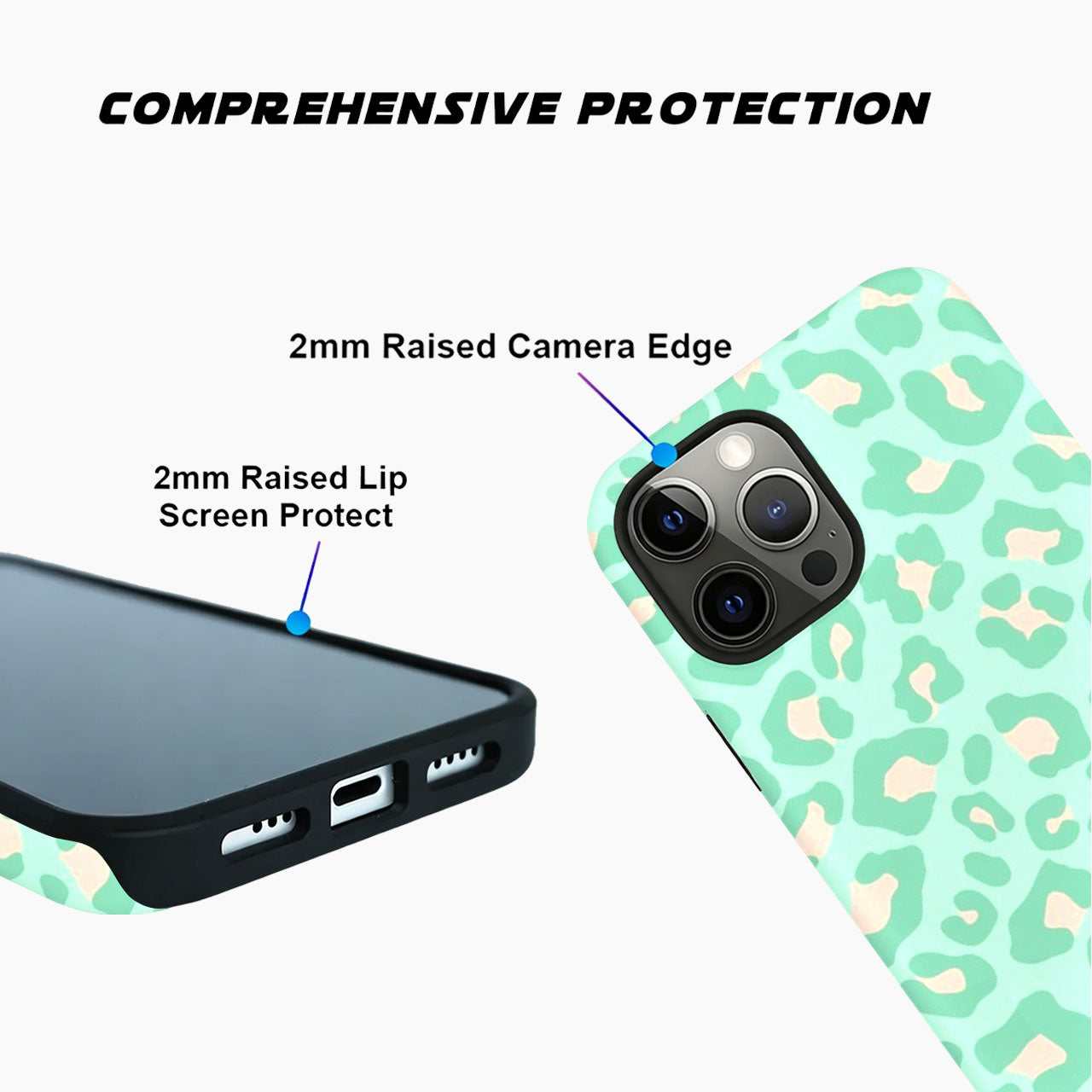 Refreshing Mint Leopard Print Phone Case