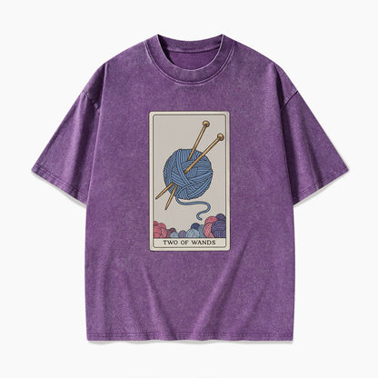 Two of Wands Tarot Card Washed Tees