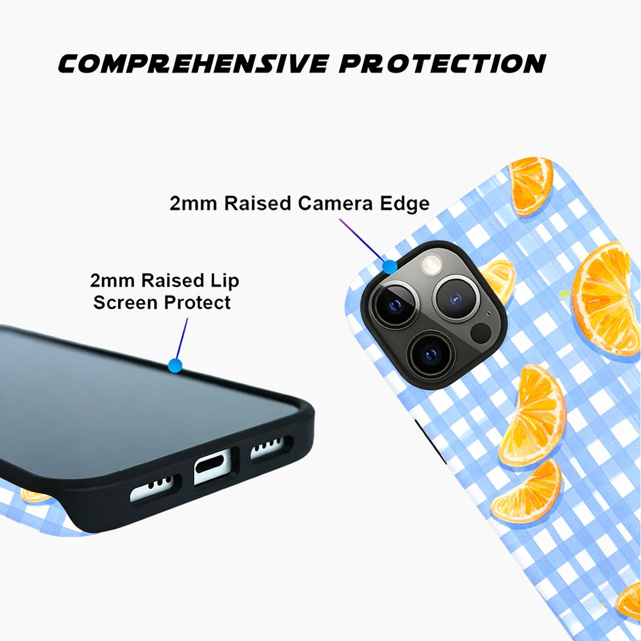 Blue Gingham Citrus Day Phone Case