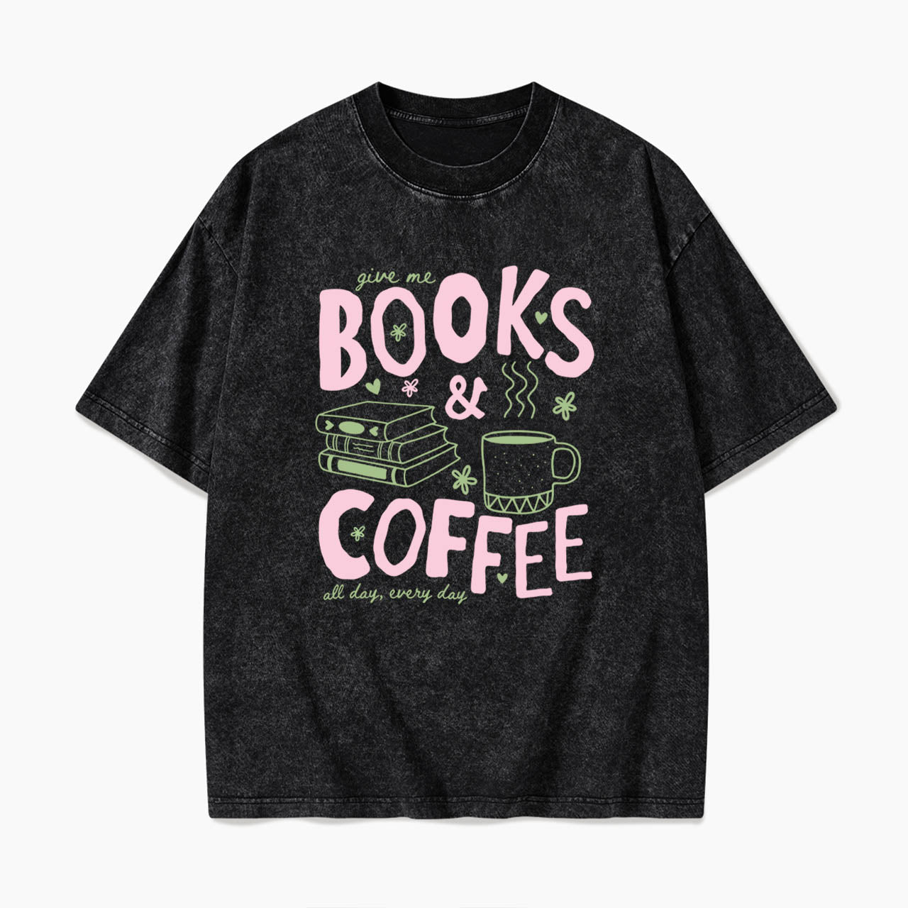 Books and Coffee Washed Tees