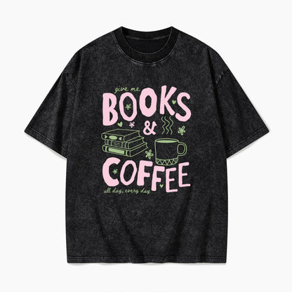 Books and Coffee Washed Tees