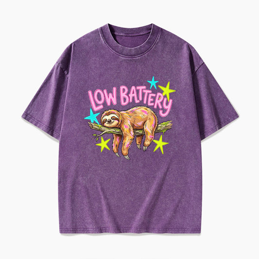 Low Battery Sloth Washed Tees