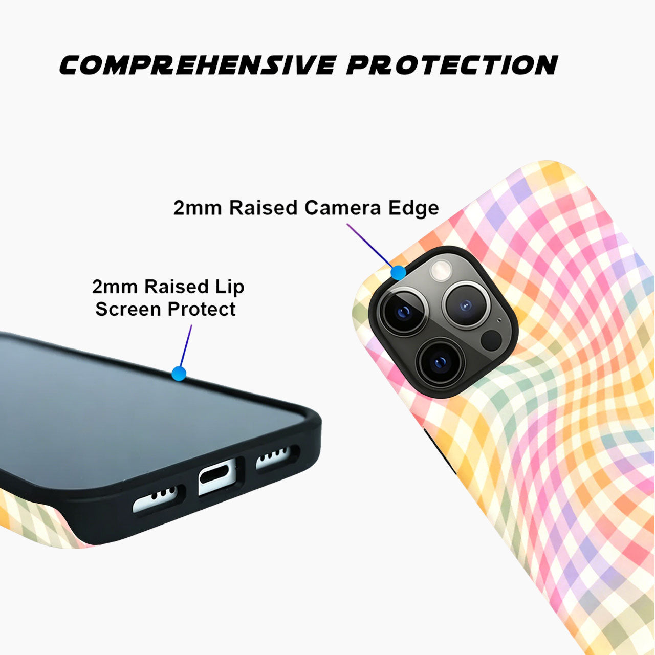 Wavy Rainbow Gingham Phone Case