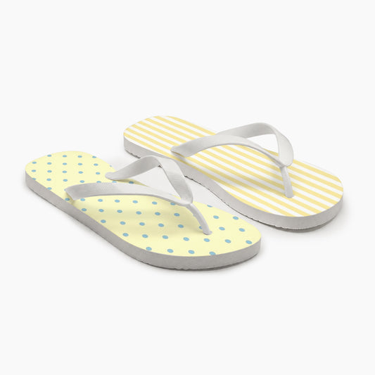 Lemon Stripe Blue Dot Flip Flops