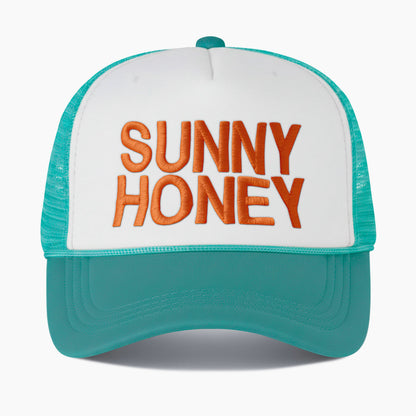Embroidered Sunny Honey Colorblock Trucker Hat