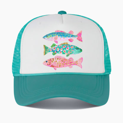 Colorful Fish Colorblock Trucker Hat