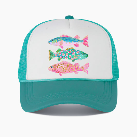 Colorful Fish Colorblock Trucker Hat