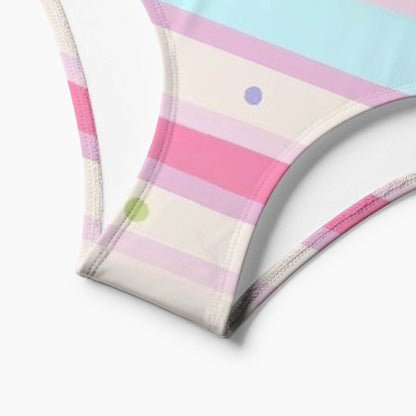 Marshmallow Rainbow Stripe Print Bikini Set