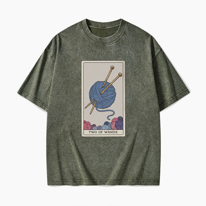 Two of Wands Tarot Card Washed Tees