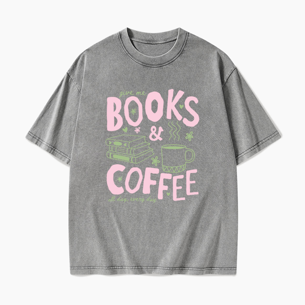 Books and Coffee Washed Tees