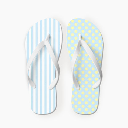 Sky Stripe Lemon Dot Flip Flops