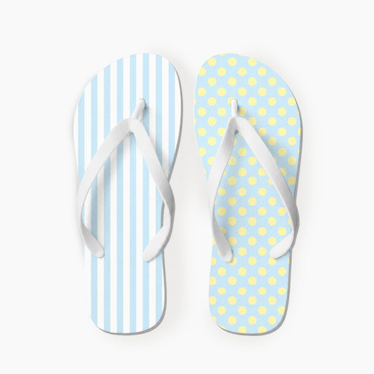 Sky Stripe Lemon Dot Flip Flops