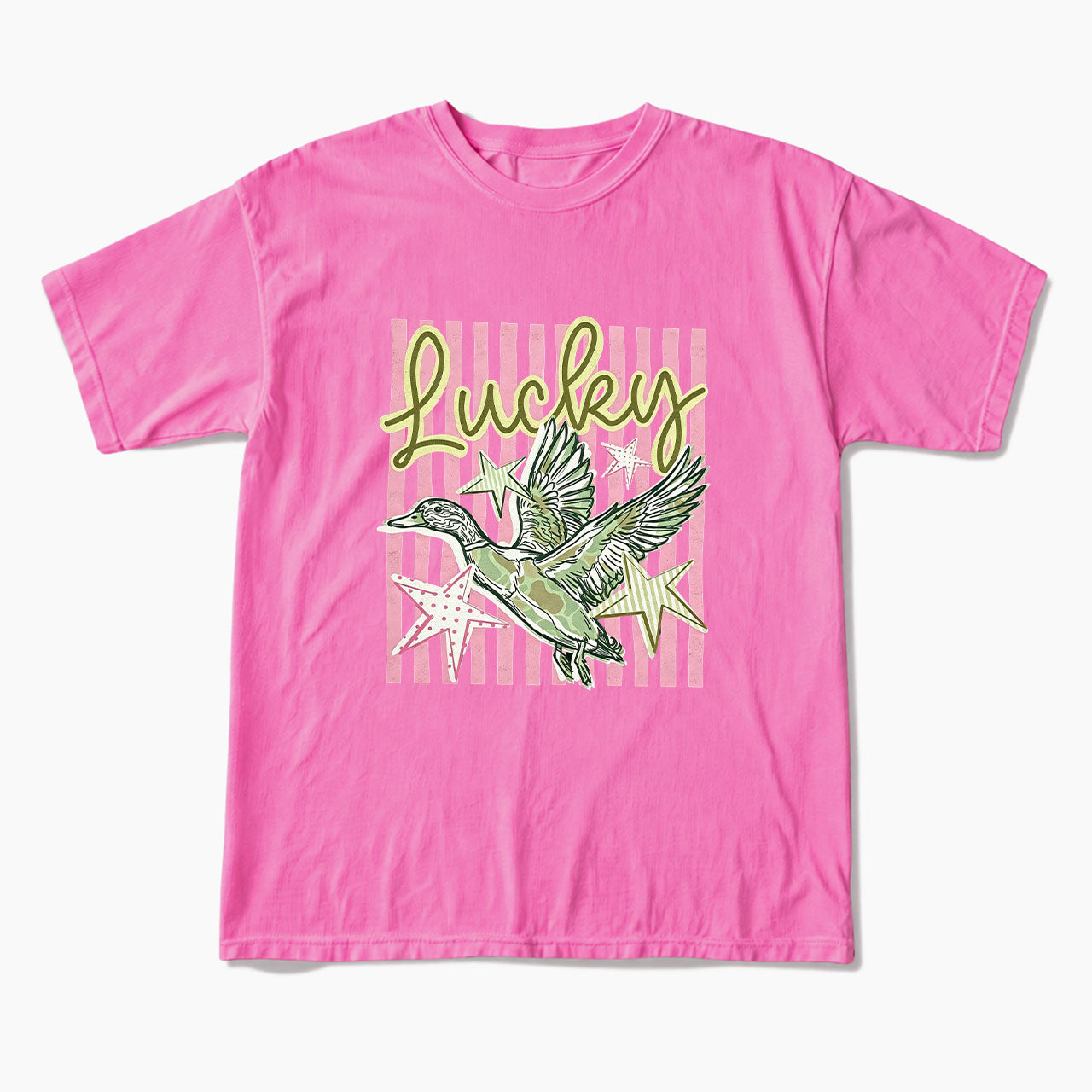 Flying Mallard Duck Lucky Striped T Shirts